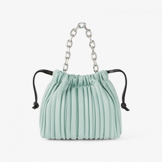 Charles Keith Pleated Covered Shoulder Bucket Bag Mint Green